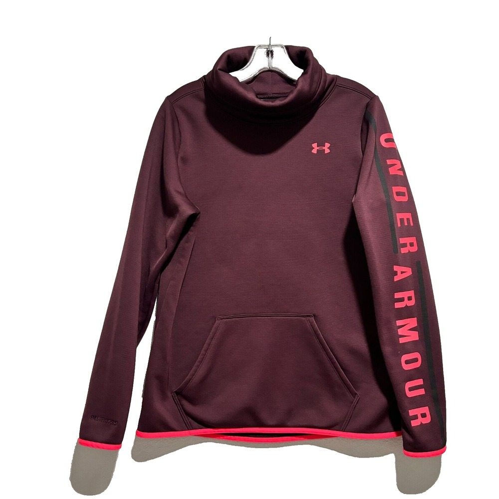 Under Armour Coldgear Womens Maroon Funnel Neck Sweatshirt M Gorpcore Hiking